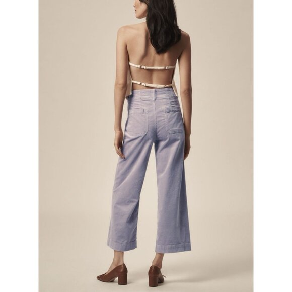 Anthropologie Maeve Colette Cropped Wide-Leg Corduroy Pants Womens 32 Purple NWT - Picture 3 of 11